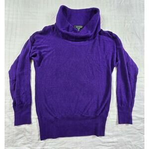 Lauren Ralph Lauren Womens Cowl Neck Cotton Modal Sweater Purple L EUC